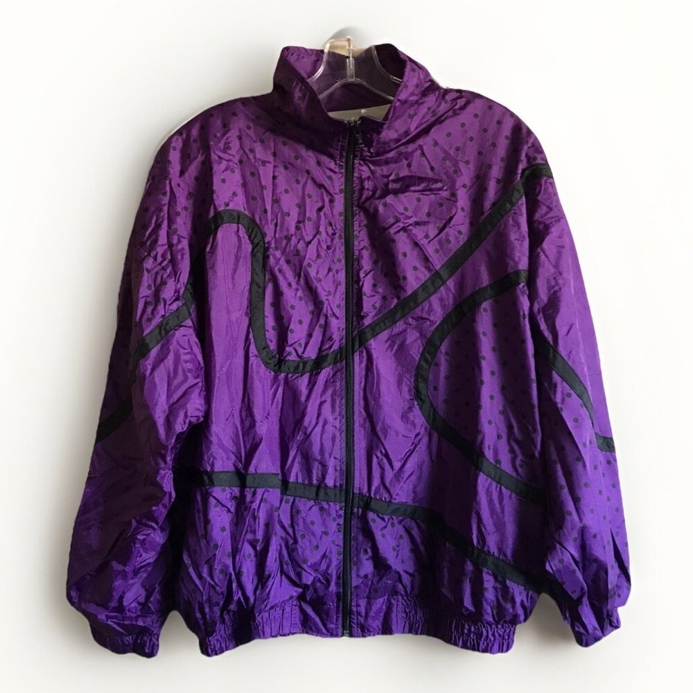 Vintage Sports Accent Purple Windbreaker‎ Jacket Womens Medium  Art To Wear